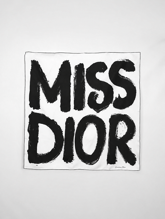 Женский шелковый платок Dior черно‑белый Dior