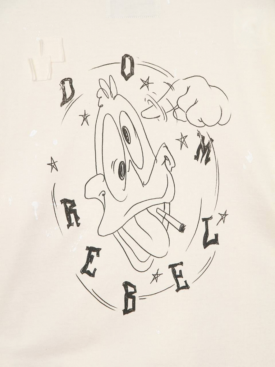 Мужская футболка Domrebel молочная, хлопок — принт на спине
