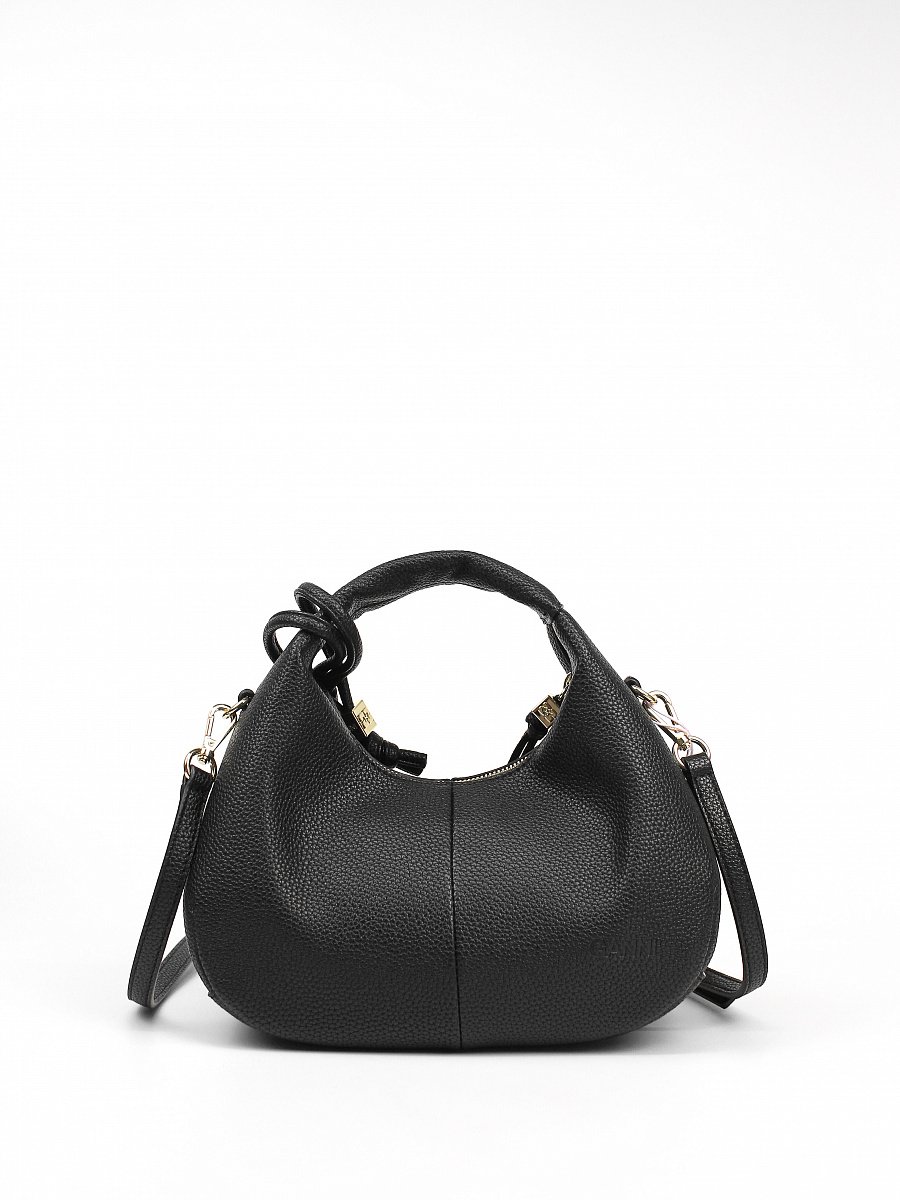 Женская сумка Ganni Hobo Bag черная — вид спереди