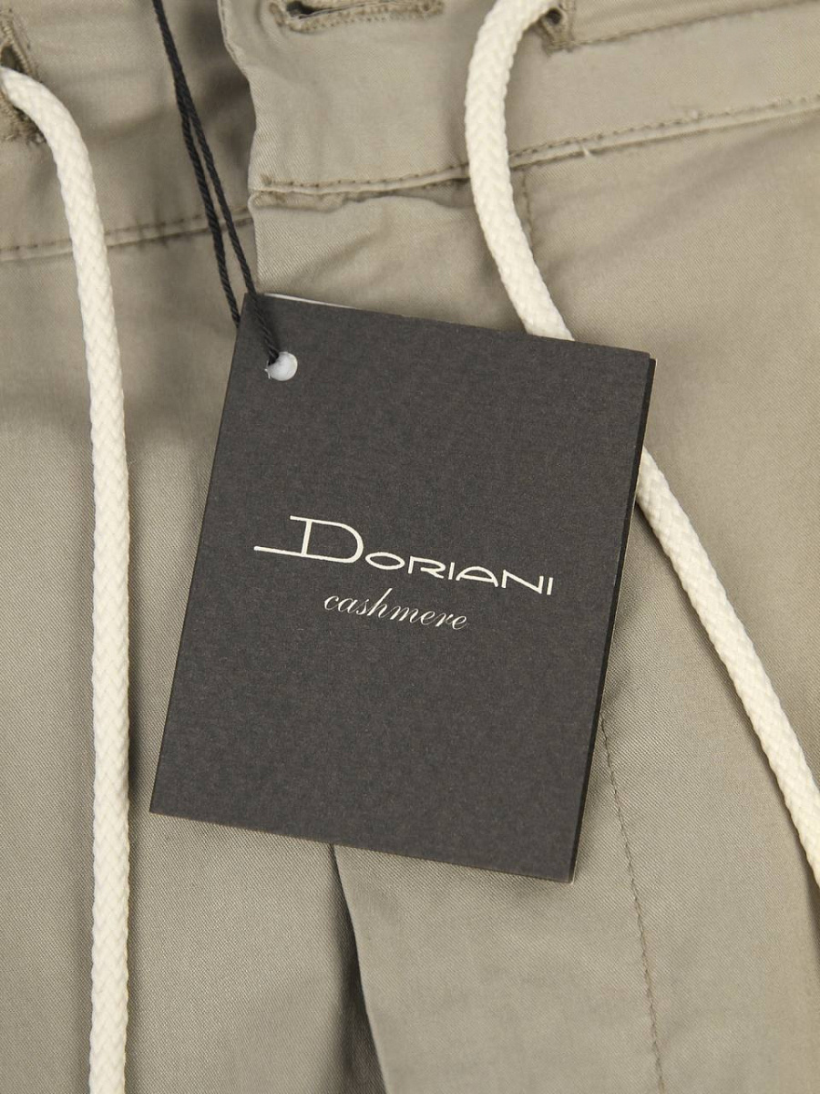Мужские брюки Doriani бежевые на кулиске, хлопок/лайкра — фирменные бирки Doriani