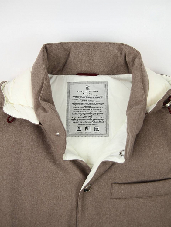 Мужской пуховый жилет Brunello Cucinelli коричневый, шерсть Brunello Cucinelli фото 4