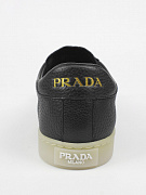 Мужские кожаные кеды Prada черные — вид сзади