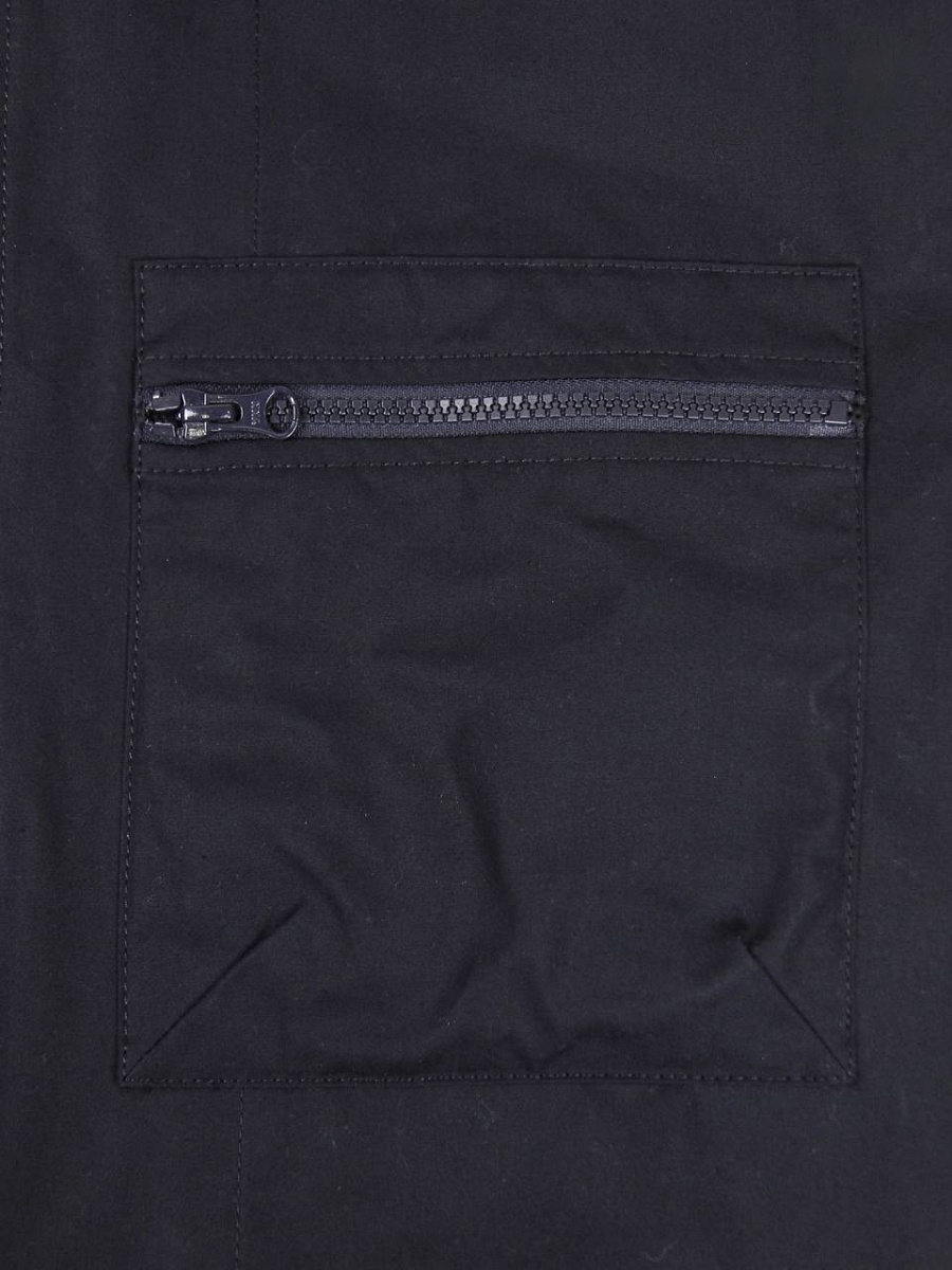 Мужская ветровка Stone Island темно-синяя, хлопок — карман на молнии