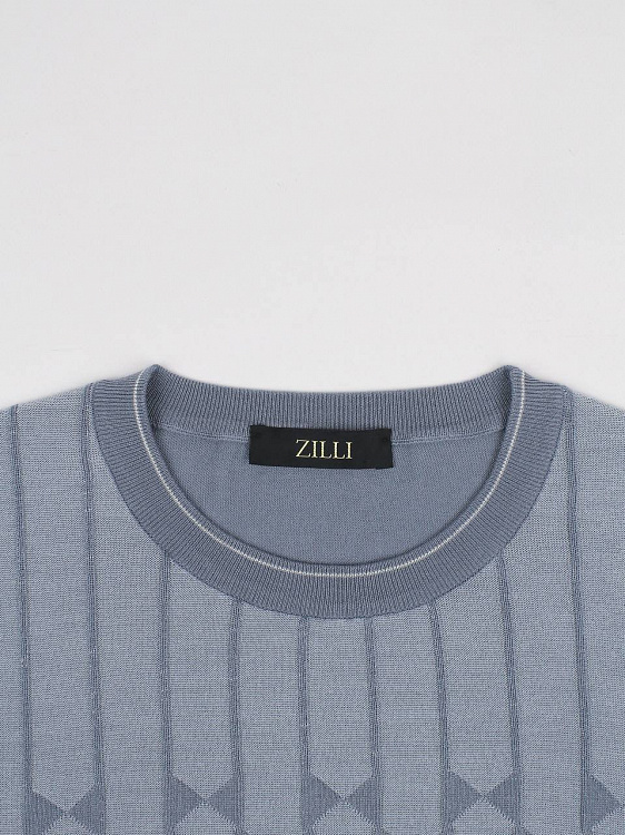 Мужская трикотажная футболка Zilli пыльно-голубая шёлк‑хлопок Zilli фото 3