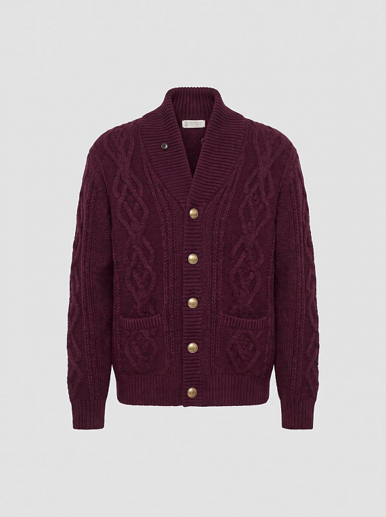 Мужской кардиган Brunello Cucinelli Piuma бургунди, кашемир Brunello Cucinelli