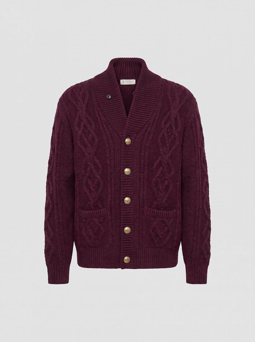 Мужской кардиган Brunello Cucinelli Piuma бургунди, кашемир