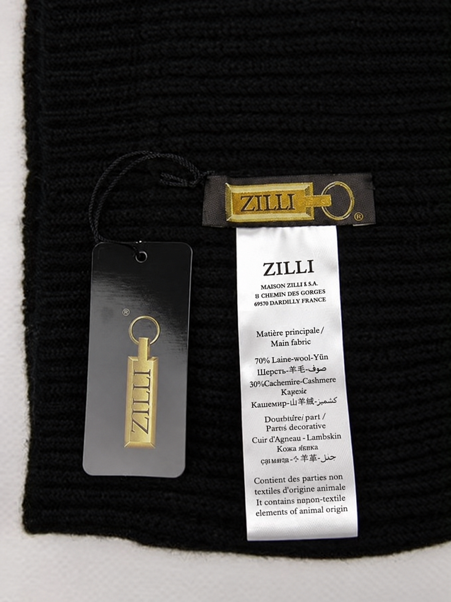 Мужская шапка Zilli черная, шерсть/кашемир — бирка с составом и уходом