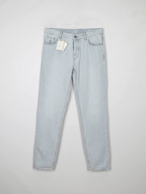 Мужские облегченные джинсы Brunello Cucinelli Traditional Fit голубые Brunello Cucinelli