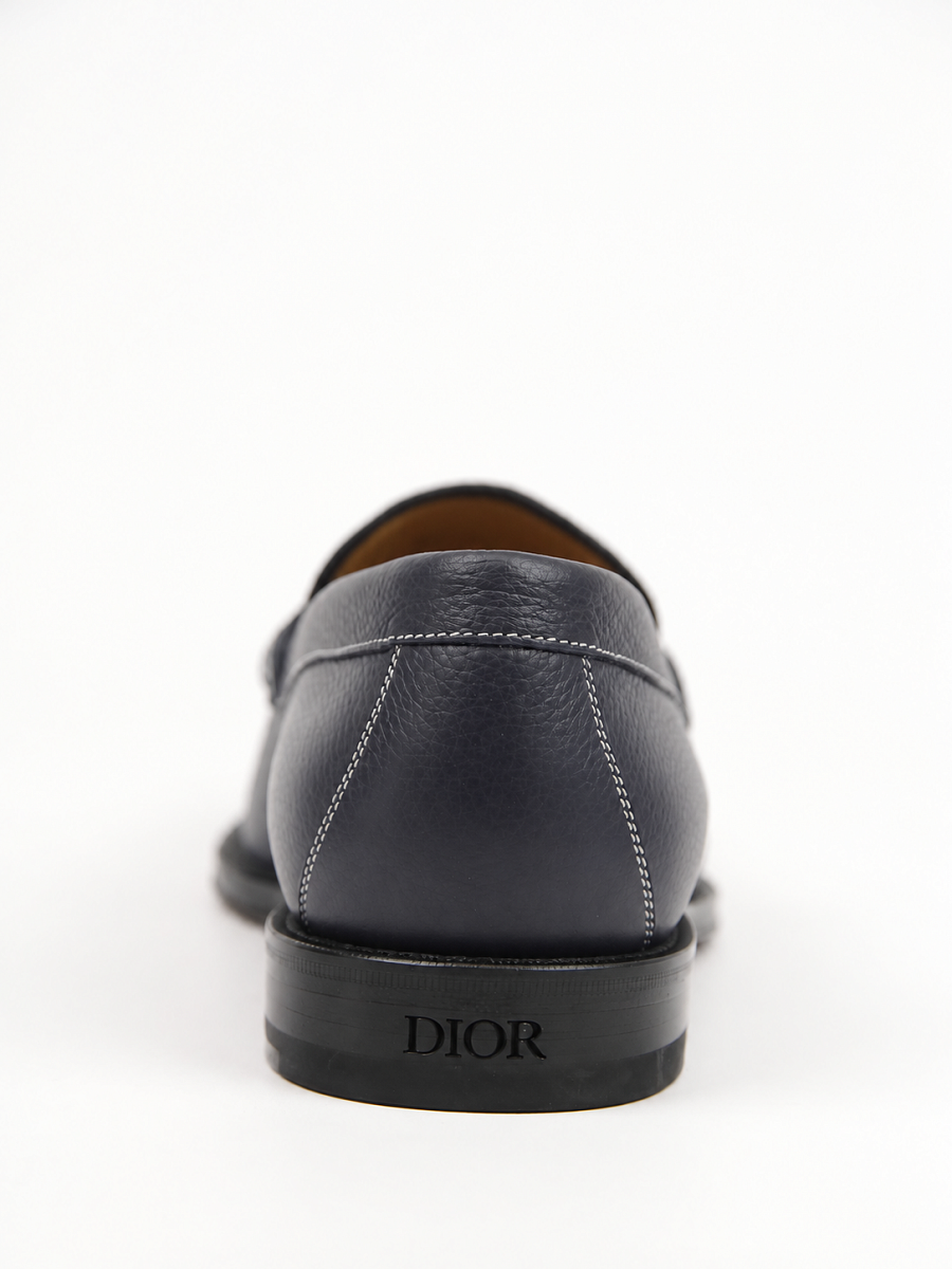 Мужские мокасины Dior Granville темно-синие, кожа — вид сзади