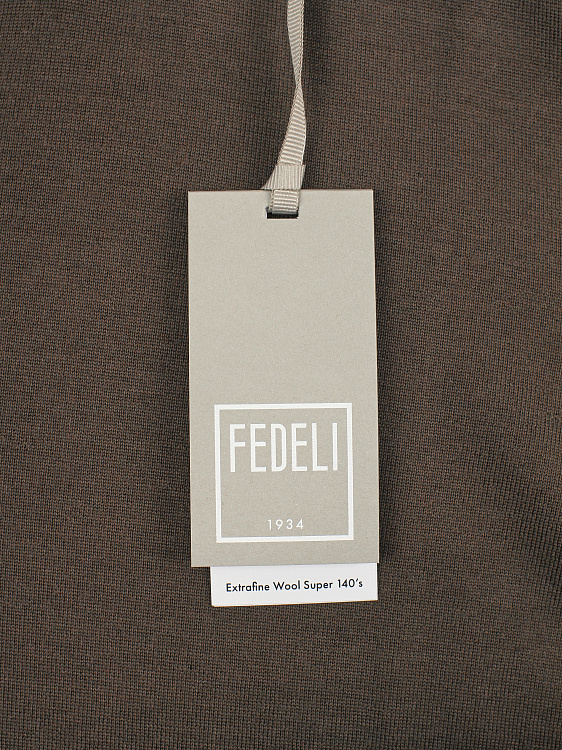 Мужской кардиган Fedeli коричневый на молнии, шерсть Fedeli фото 6