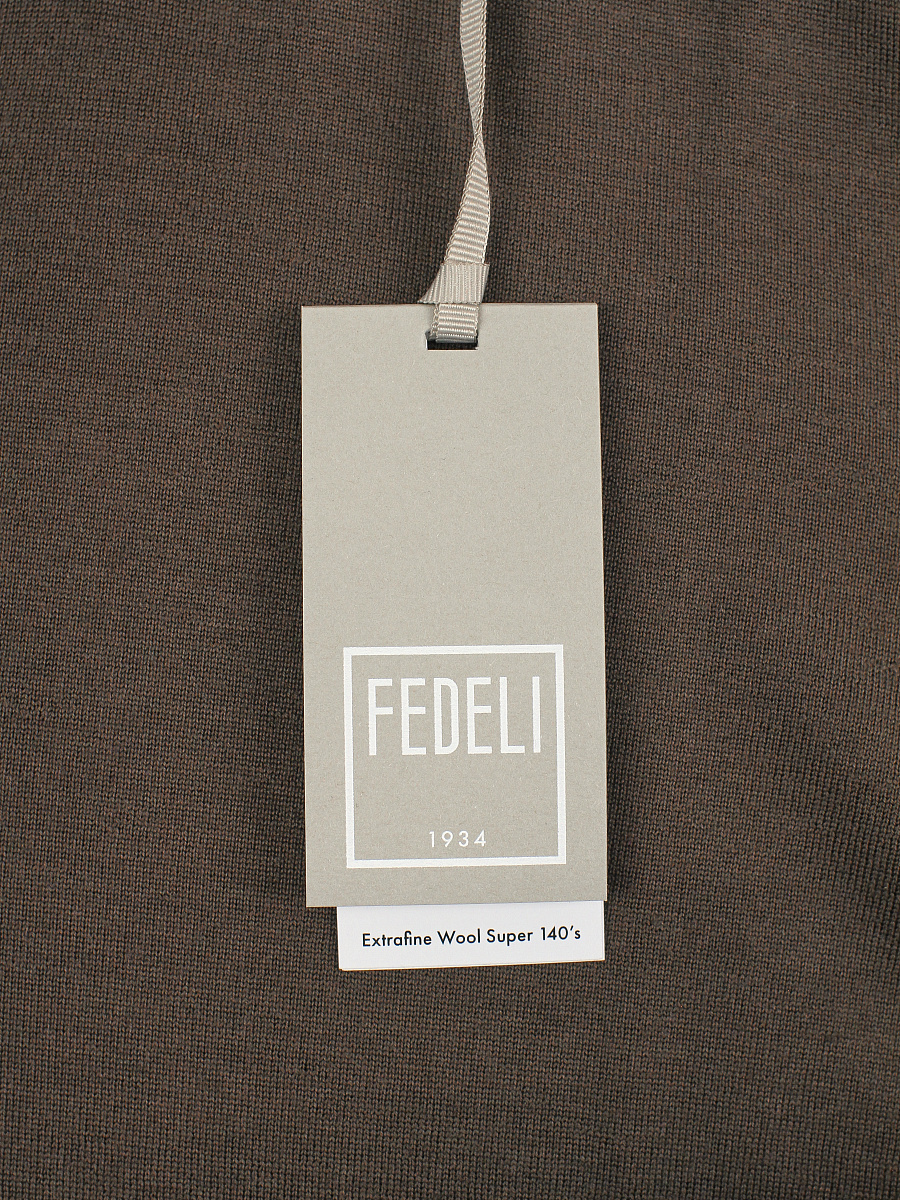 Мужской кардиган Fedeli коричневый на молнии, шерсть — фирменная бирка Fedeli