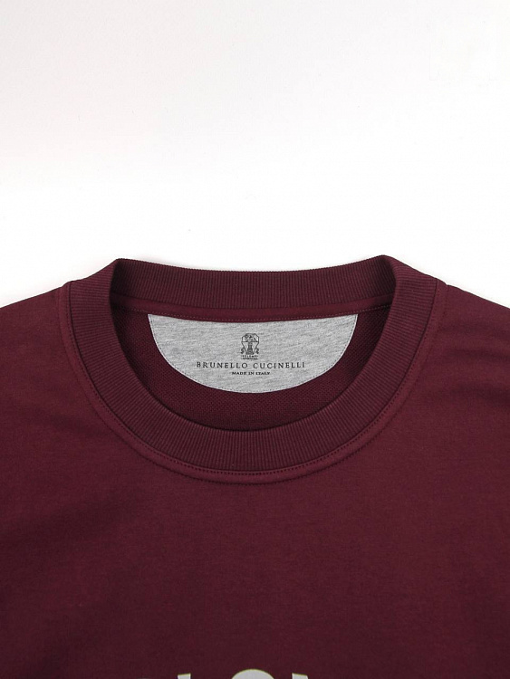 Мужской свитшот Brunello Cucinelli бордовый, хлопок/полиамид Brunello Cucinelli фото 3