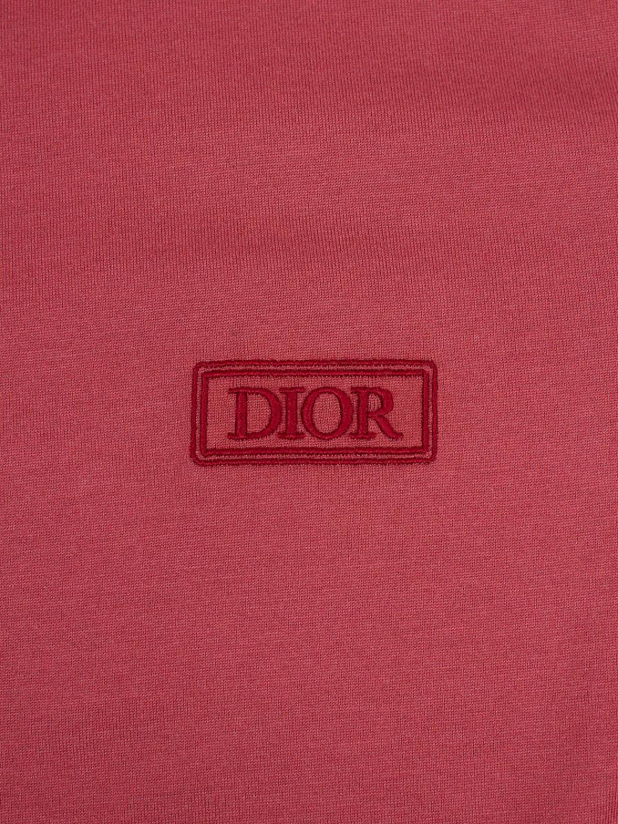 Мужская футболка Dior красная из хлопка — принт вышивка dior