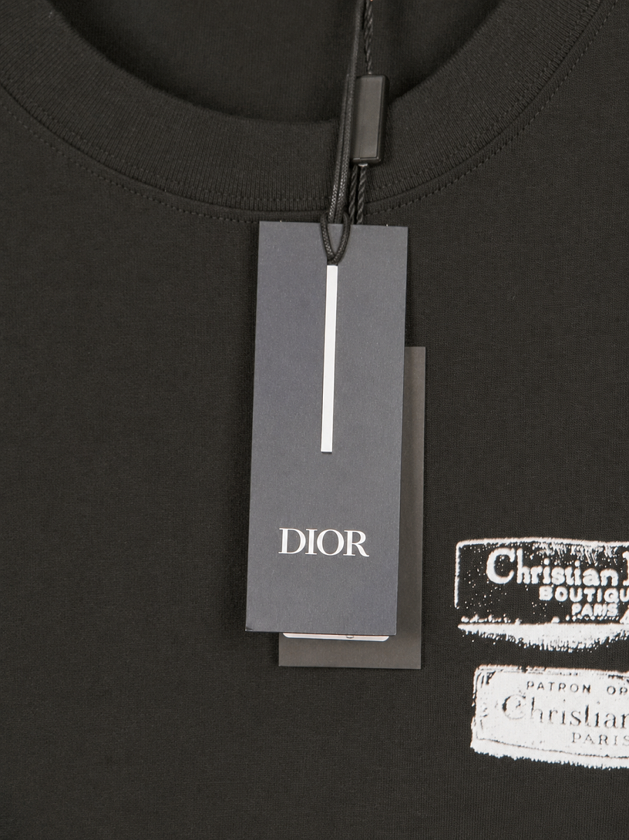 Мужская футболка Dior Archives Labels черная из хлопка — фирменная бирка dior