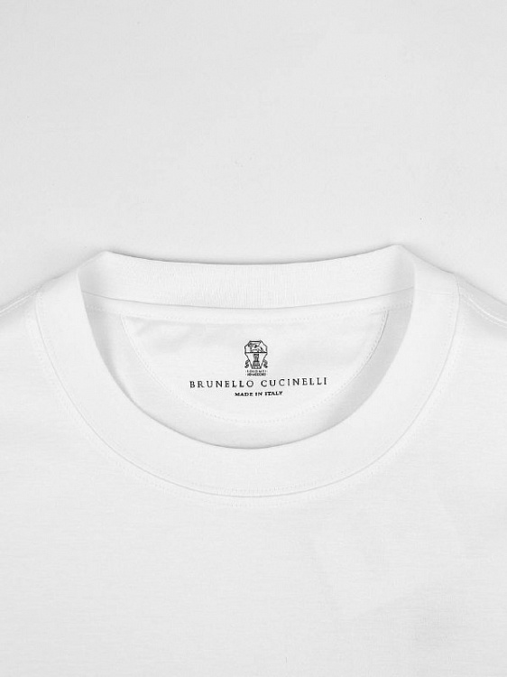 Мужская футболка Brunello Cucinelli белая с принтом, хлопок Brunello Cucinelli фото 3