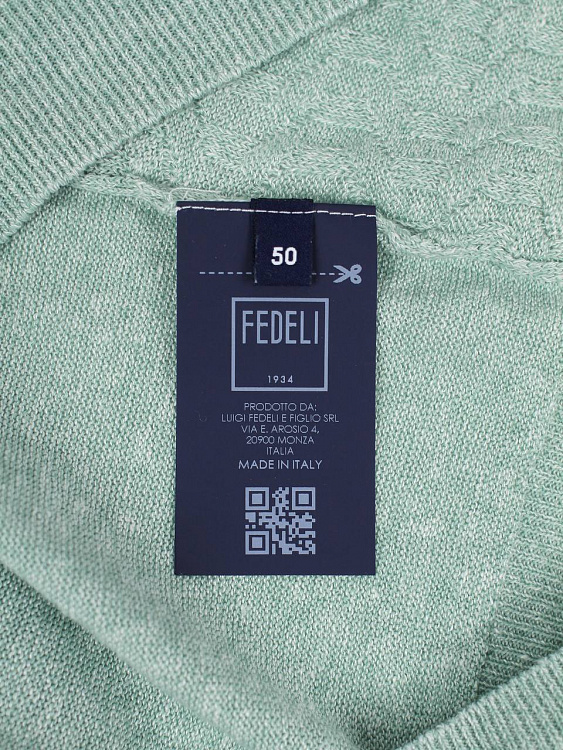 Мужское поло Fedeli лён/хлопок фисташковый V‑вырез Fedeli фото 9