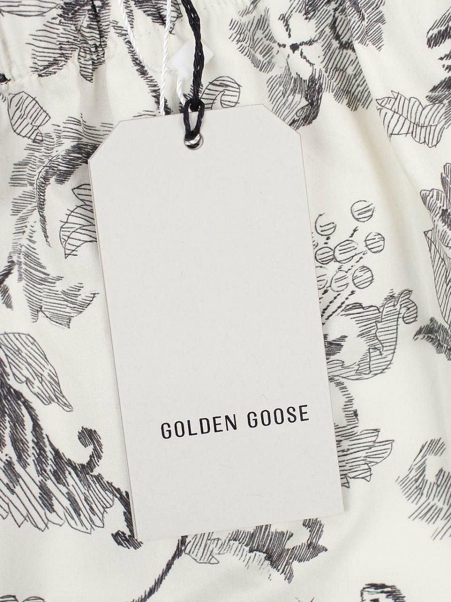 Женские шорты Golden Goose белые с серым принтом Golden Goose фото 6