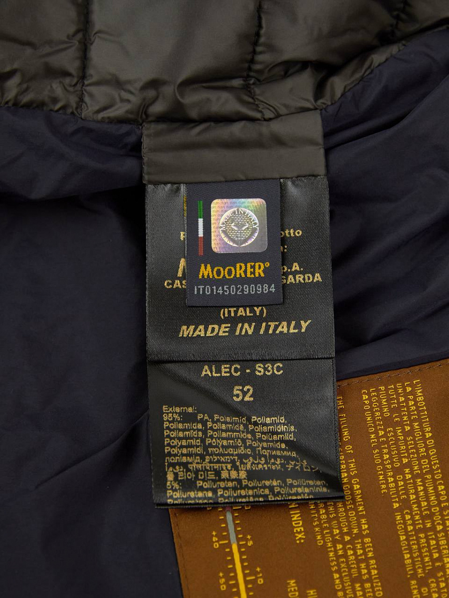 Бомбер мужской Moorer Alec‑S3C тёмно‑синий облегчённый — внутренняя маркировка MooRER Made in Italy