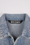 Мужская джинсовая куртка Palm Angels вареная голубая, хлопок — воротник и фирменная нашивка