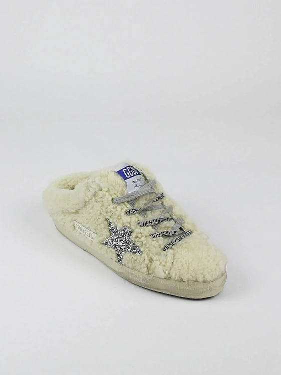 Женские меховые кеды-мюли Golden Goose Super Star молочные Golden Goose фото 4