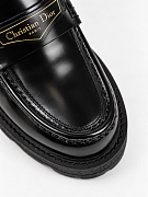 Женские лоферы Dior Boy черные утепленные, кожа/овчина — мыс