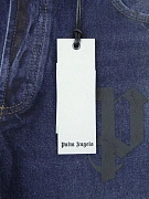 Мужские прямые джинсы Palm Angels синие с принтом Palm Angels фото 9