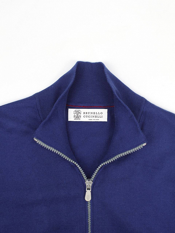 Мужской кардиган Brunello Cucinelli синий хлопковый на молнии Brunello Cucinelli фото 3