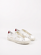 Женские кеды Golden Goose Match Star белые с бордовым задником