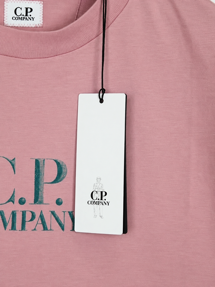 Мужская футболка C.P. Company пыльно-розовая, хлопок — фирменная бирка C.P. Company