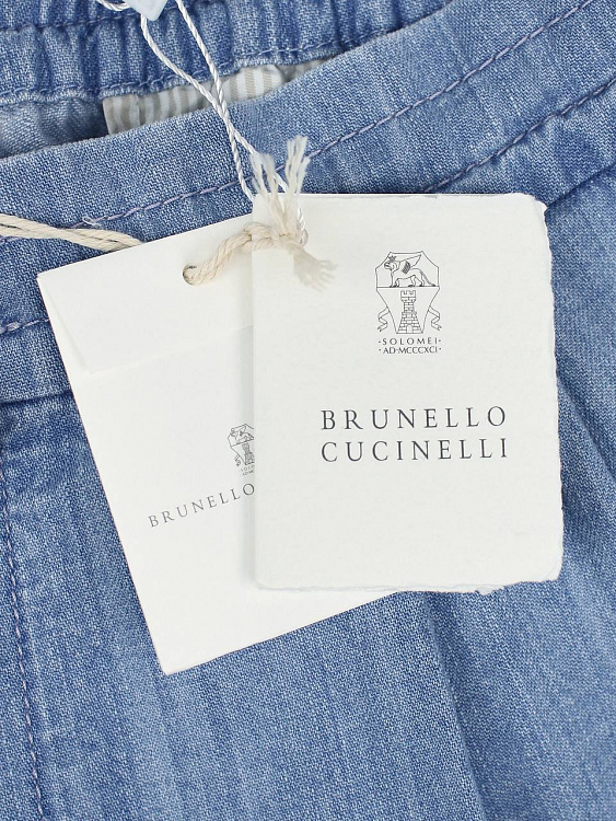 Мужские брюки Brunello Cucinelli голубой деним с кулиской Brunello Cucinelli фото 7