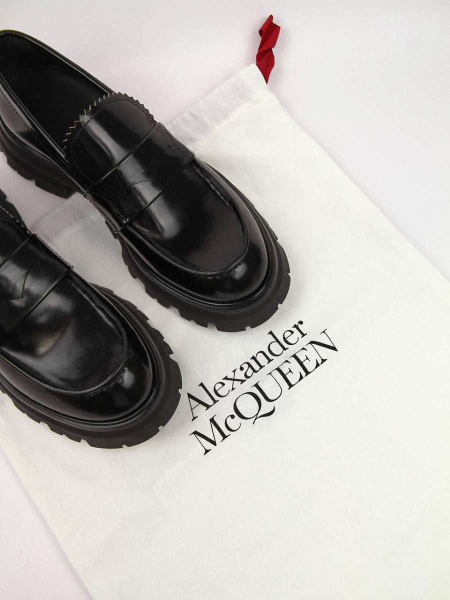 Женские лоферы Alexander McQueen, кожа — фирменный пыльник Alexander McQueen
