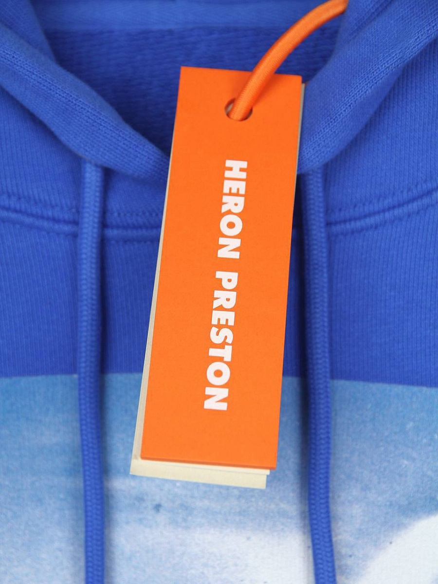 Мужское худи Heron Preston синее, хлопок — фирменная бирка Heron Preston