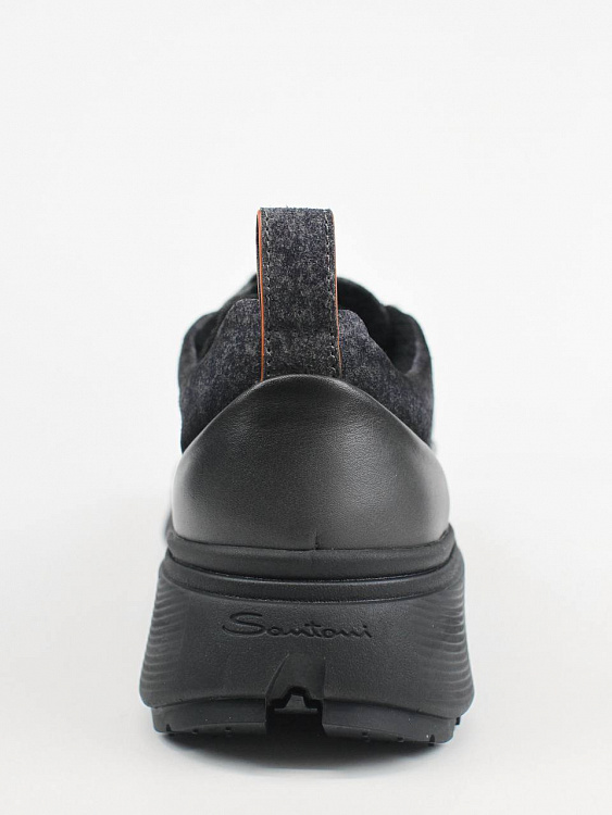 Мужские утепленные кроссовки Santoni EASYBC серый меланж, кожа/шерсть Santoni фото 3