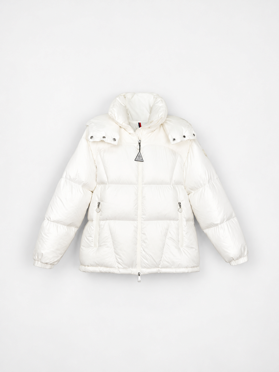 Женский пуховик Moncler Meandre с капюшоном белый