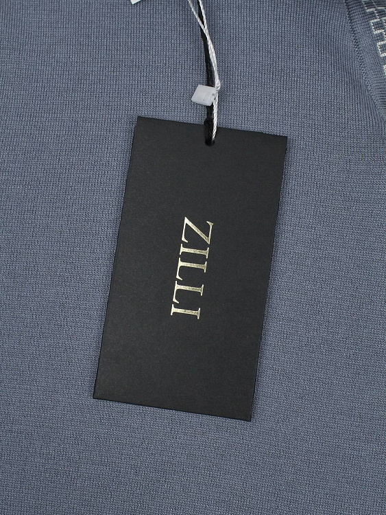 Мужское поло Zilli пыльно-голубое шёлк‑хлопок Zilli фото 8