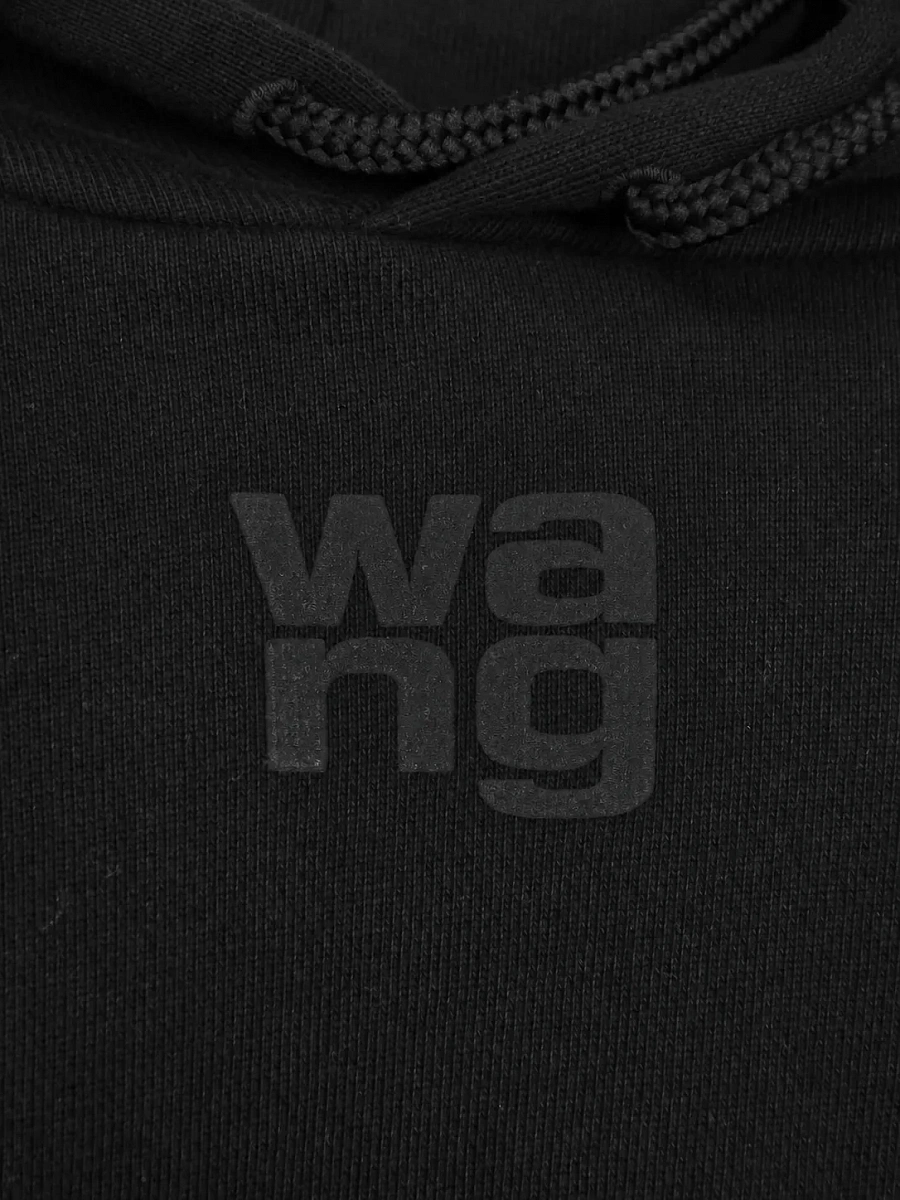 Женское худи Alexander Wang черное, хлопок — логотип Wang
