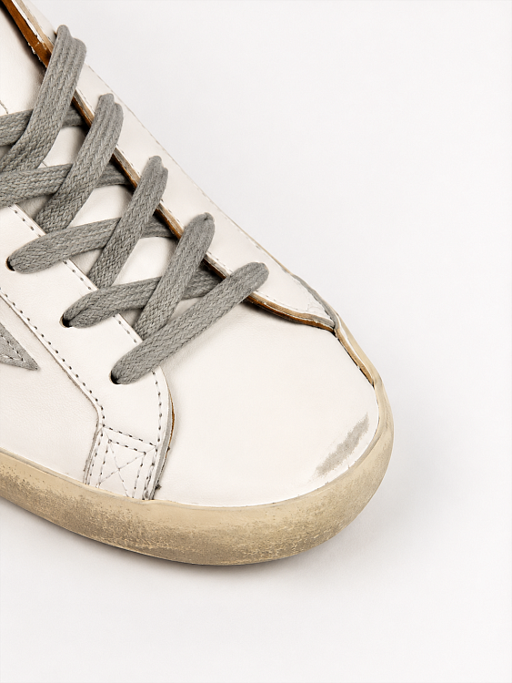 Кеды женские Golden Goose Super‑Star белые кожаные с серебристой звездой и контрастной пяткой Golden Goose фото 6