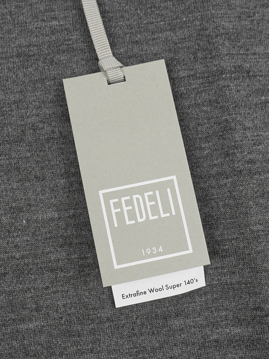 Мужской кардиган Fedeli серый на молнии, шерсть — фирменная бирка Fedeli
