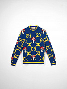 Мужской джемпер Gucci с орнаментом GG, хлопок/шерсть