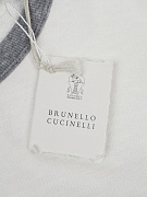 Мужская футболка-свитшот Brunello Cucinelli бело-серая, хлопок/лен — фирменная бирка Brunello Cucinelli