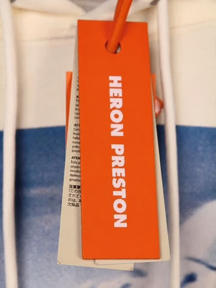 Мужское худи Heron Preston молочное, хлопок — фирменная бирка Heron Preston