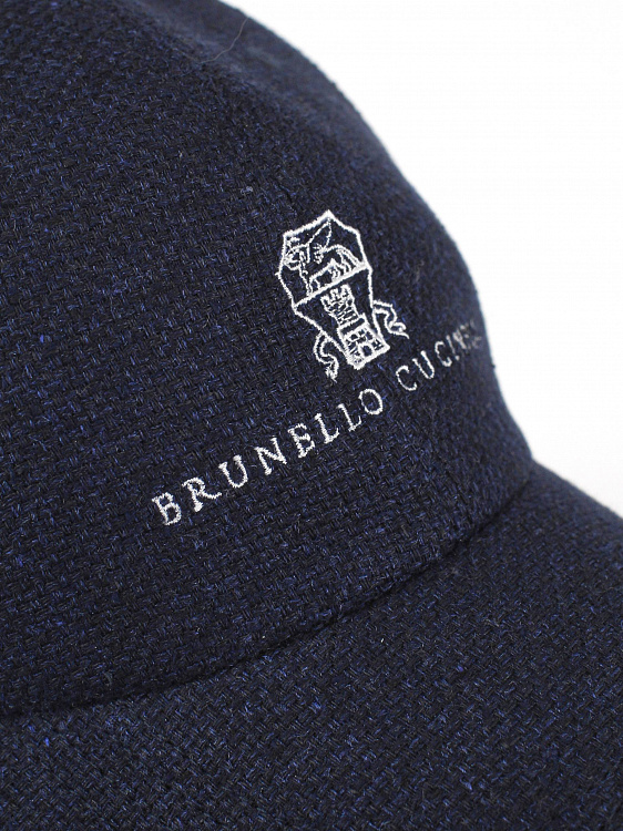 Бейсболка мужская Brunello Cucinelli темно‑синяя, шелк/лен Brunello Cucinelli фото 3