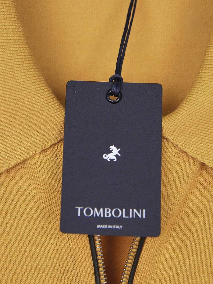 Мужское поло Tombolini на молнии желтое, шелк/хлопок Tombolini фото 7