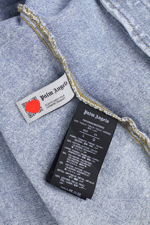 Мужская джинсовая куртка Palm Angels вареная голубая, хлопок Palm Angels фото 9