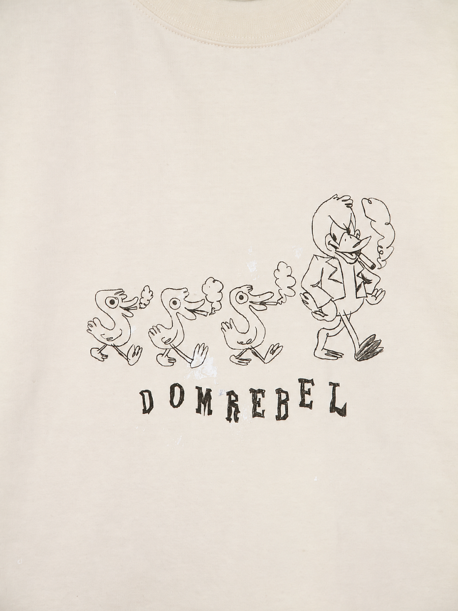 Мужская футболка Domrebel молочная, хлопок — принт