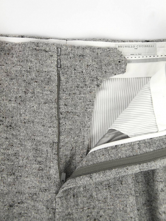 Мужские брюки Brunello Cucinelli серые Relaxed, шерсть/шелк Brunello Cucinelli фото 4