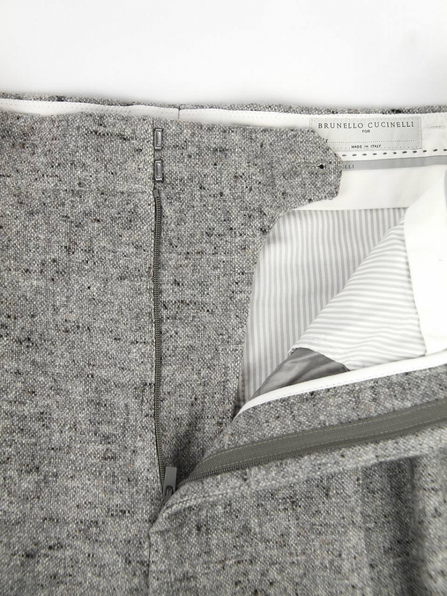 Мужские брюки Brunello Cucinelli серые Relaxed, шерсть/шелк Brunello Cucinelli фото 4