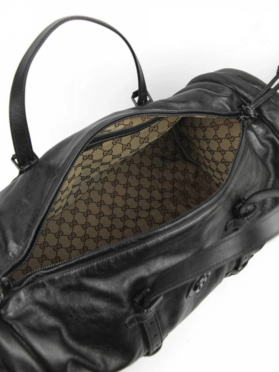 Сумка спортивная мужская Gucci чёрная кожаная с эмблемой GG Gucci фото 6