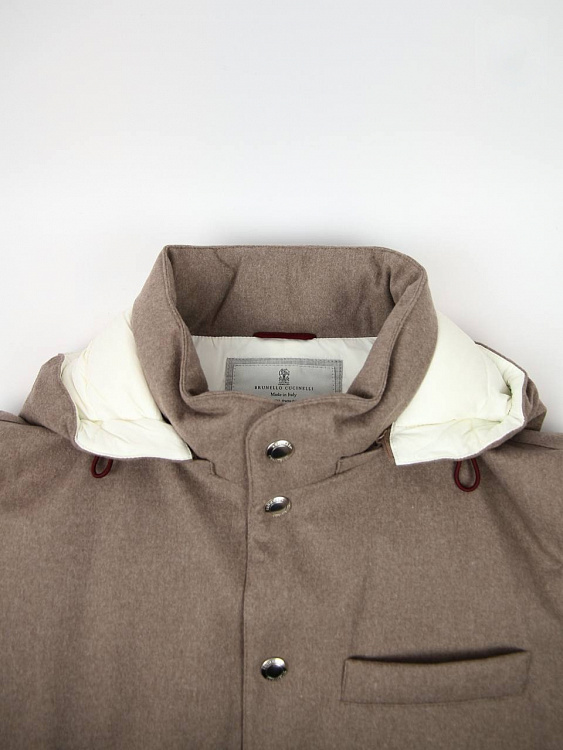 Мужской пуховый жилет Brunello Cucinelli коричневый, шерсть Brunello Cucinelli фото 3