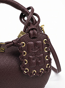 Женская сумка Ganni Hobo Bag коричневая — фирменная фурнитура GANNI